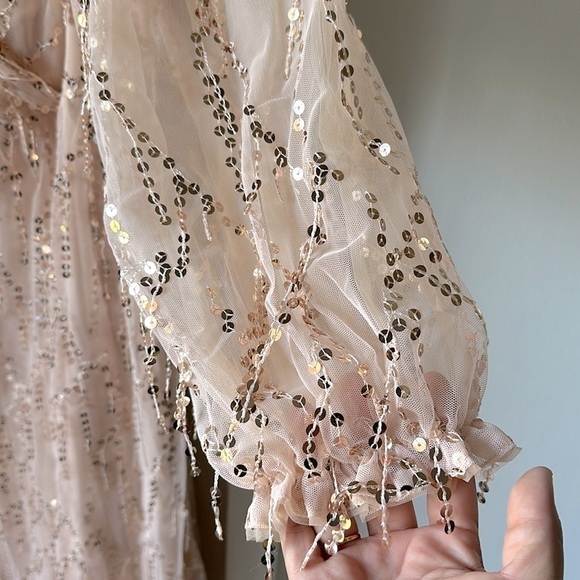 NWOT Pink Sequin Plus Size Long Sleeve Formal Gown - Picture 5 of 10